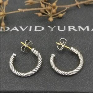 David Yurman Sterling Cable Hoop Earrings - Silver